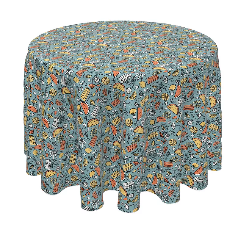 Round Tablecloth， 100% Polyester， 70 Round， Colorful Refreshments