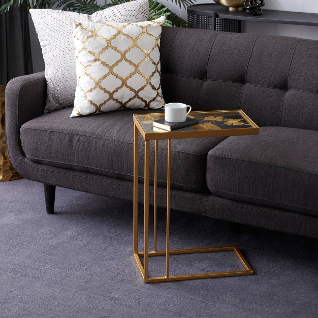 Contemporary Metal And Glass Accent Table Gold Olivia amp May