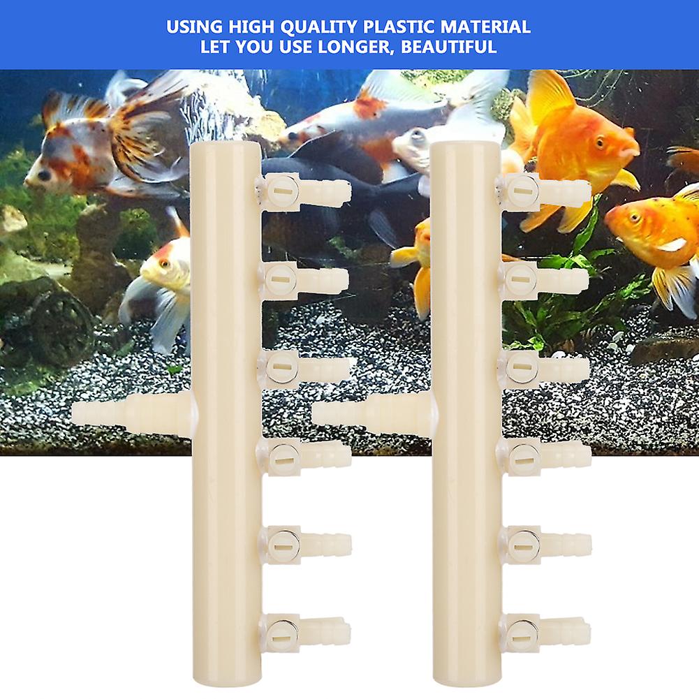 2pcs Plastic Easy Operation Aquarium Air Pump Special Splitter Valve With Diverter Adjustable Switch Fish Tanks Accessory6 Way