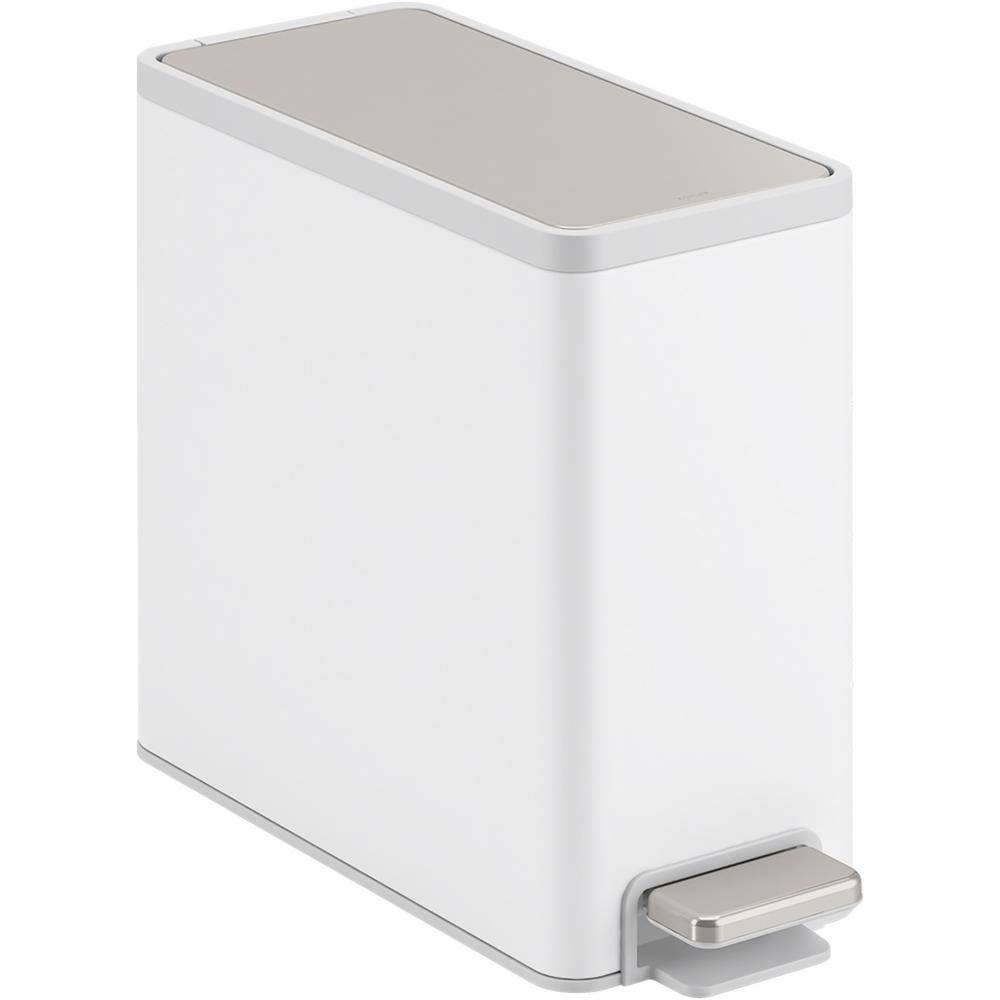 KOHLER 2.5 Gal. Stainless and White Slim Trash Can K-20957-STW