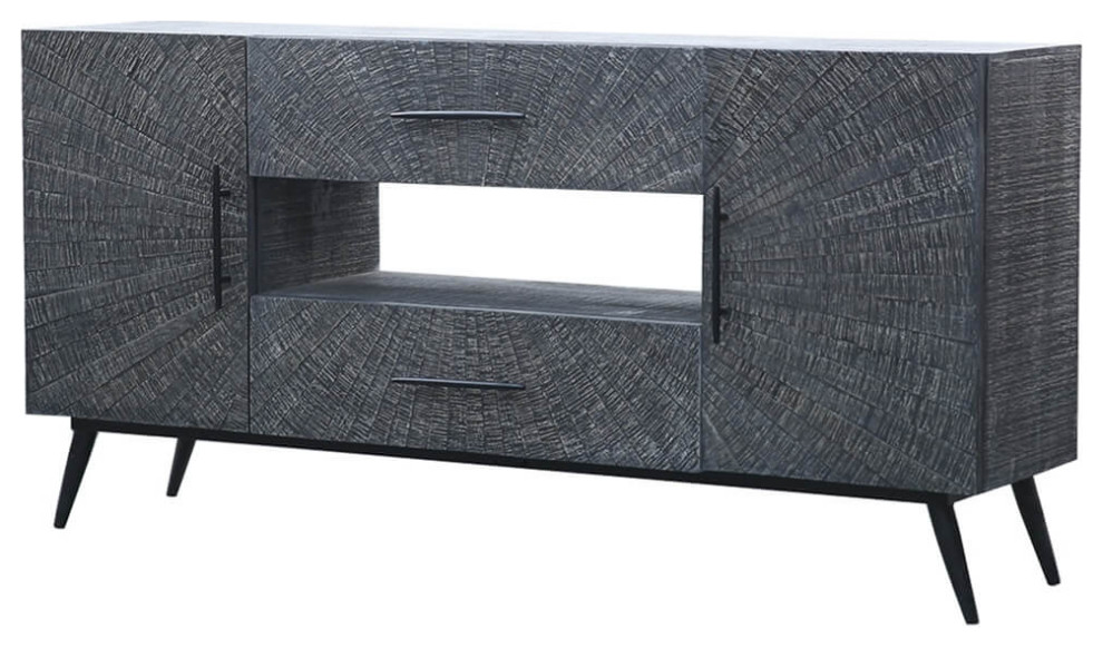 Modern Sunburst Charcoal Grey TV Cabinet with 2 Doors and 2 Drawers   Midcentury   Entertainment Centers And Tv Stands   by Sierra Living Concepts Inc  Houzz