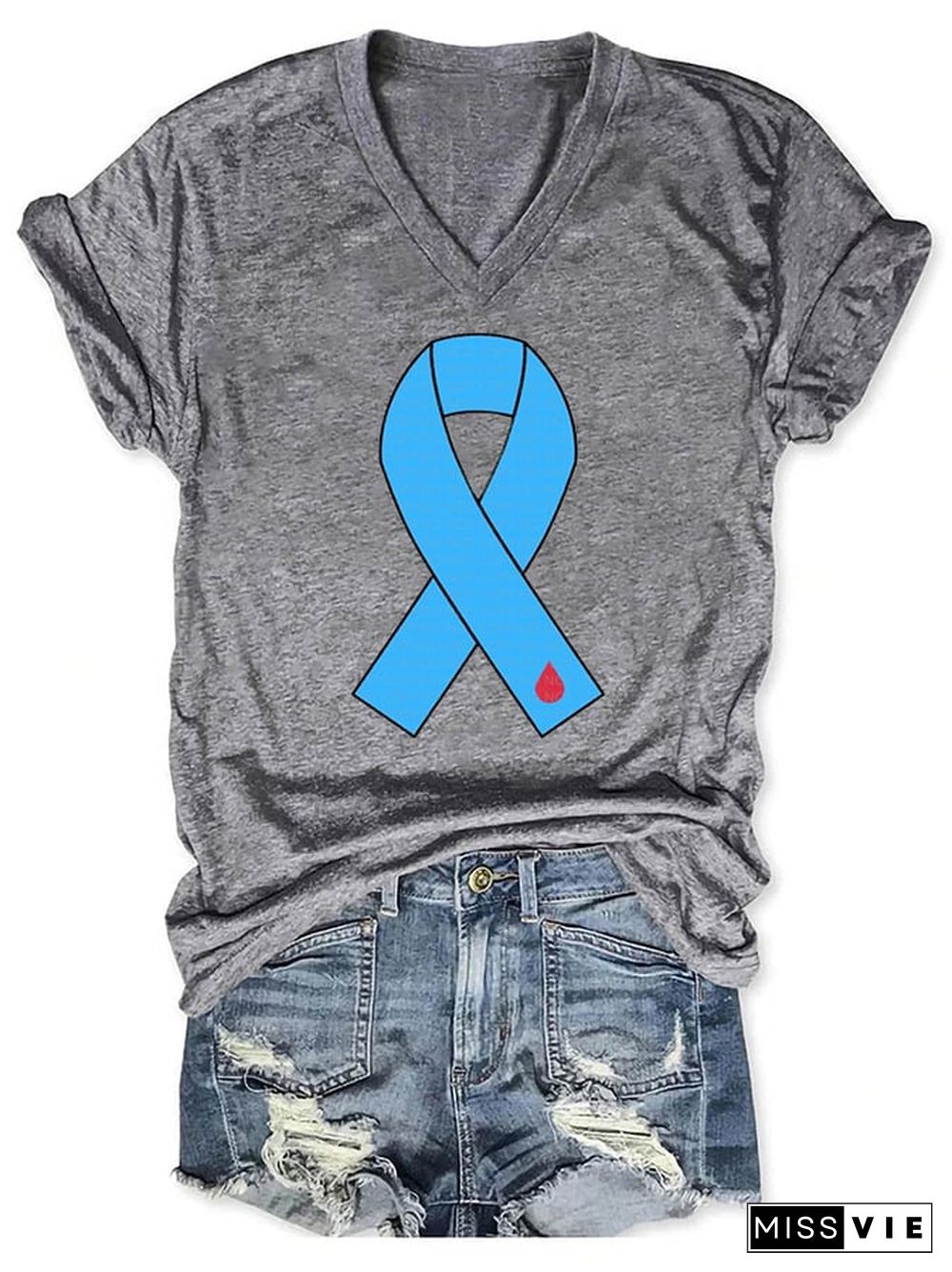 World Diabetes Day Printed Casual T-Shirt