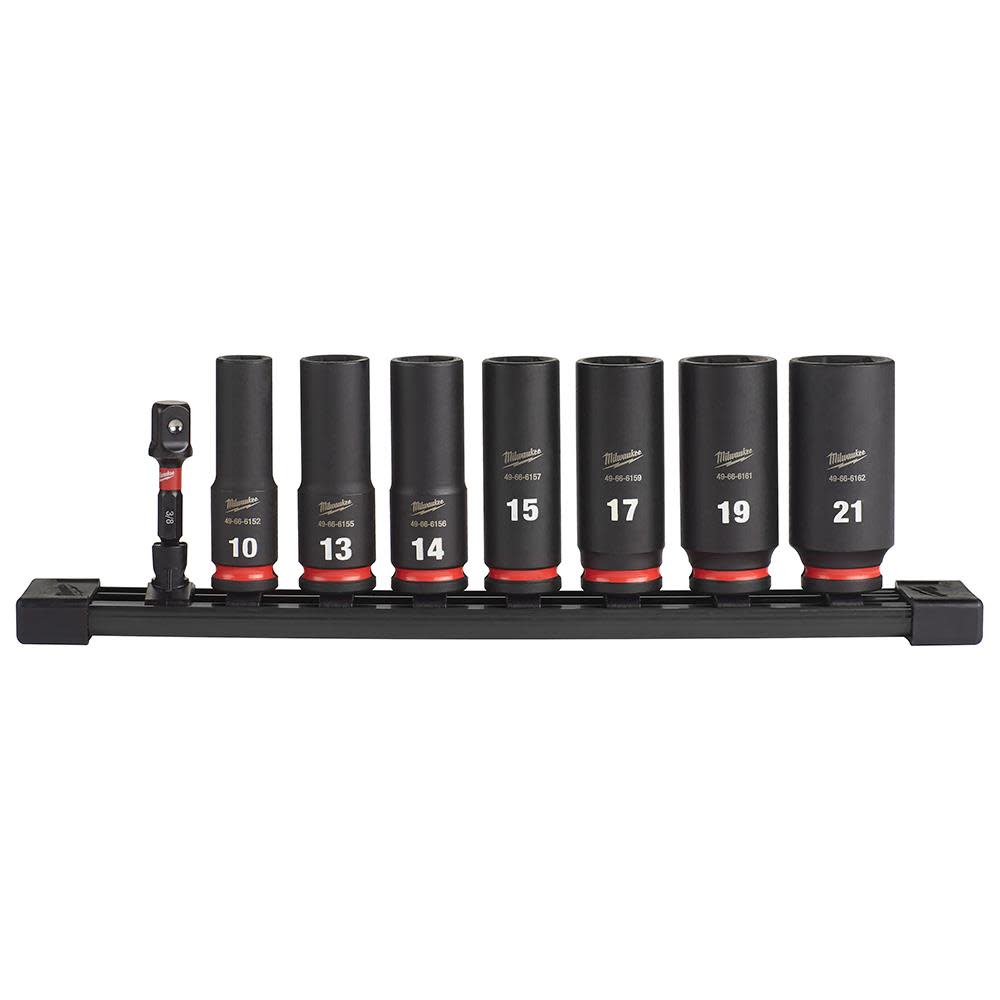 Milwaukee SHOCKWAVE™ Impact Duty™  3/8 Drive Metric Deep 6 Point Socket Set， 8pc ;