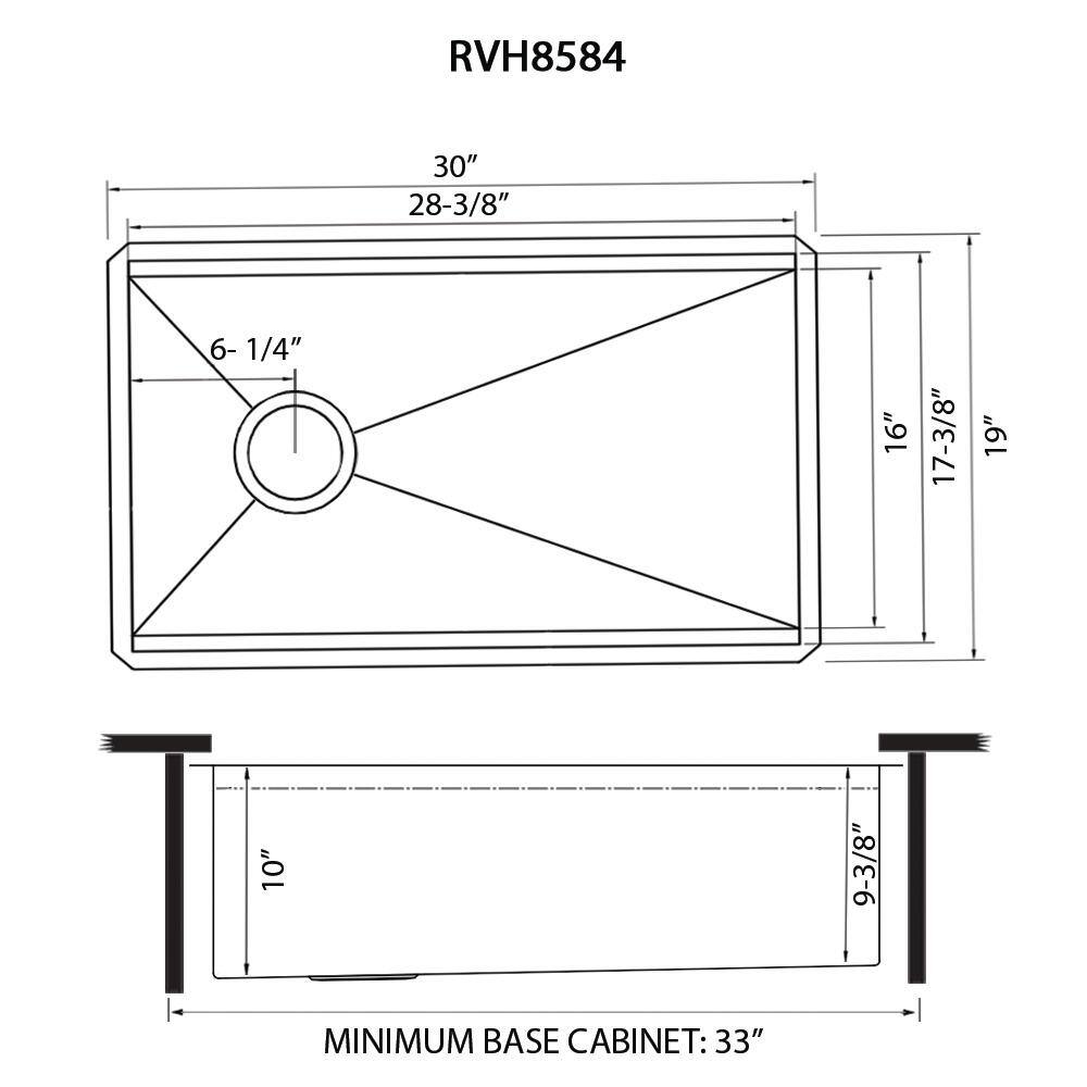 Ruvati Veniso Nova 16 Gauge Stainless Steel 30 in. Single Bowl Undermount Workstation Kitchen Sink Slope Bottom Offset Drain RVH8584