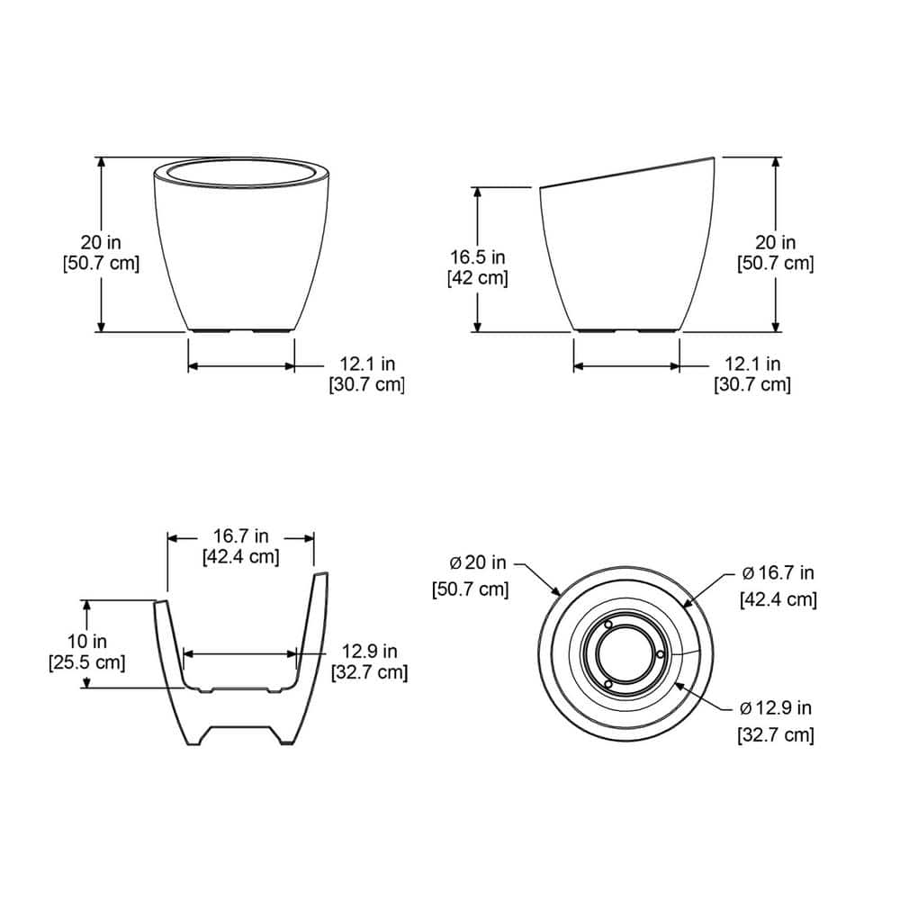 Mayne Modesto 20 in. Round Black Polyethylene Planter 8879-B