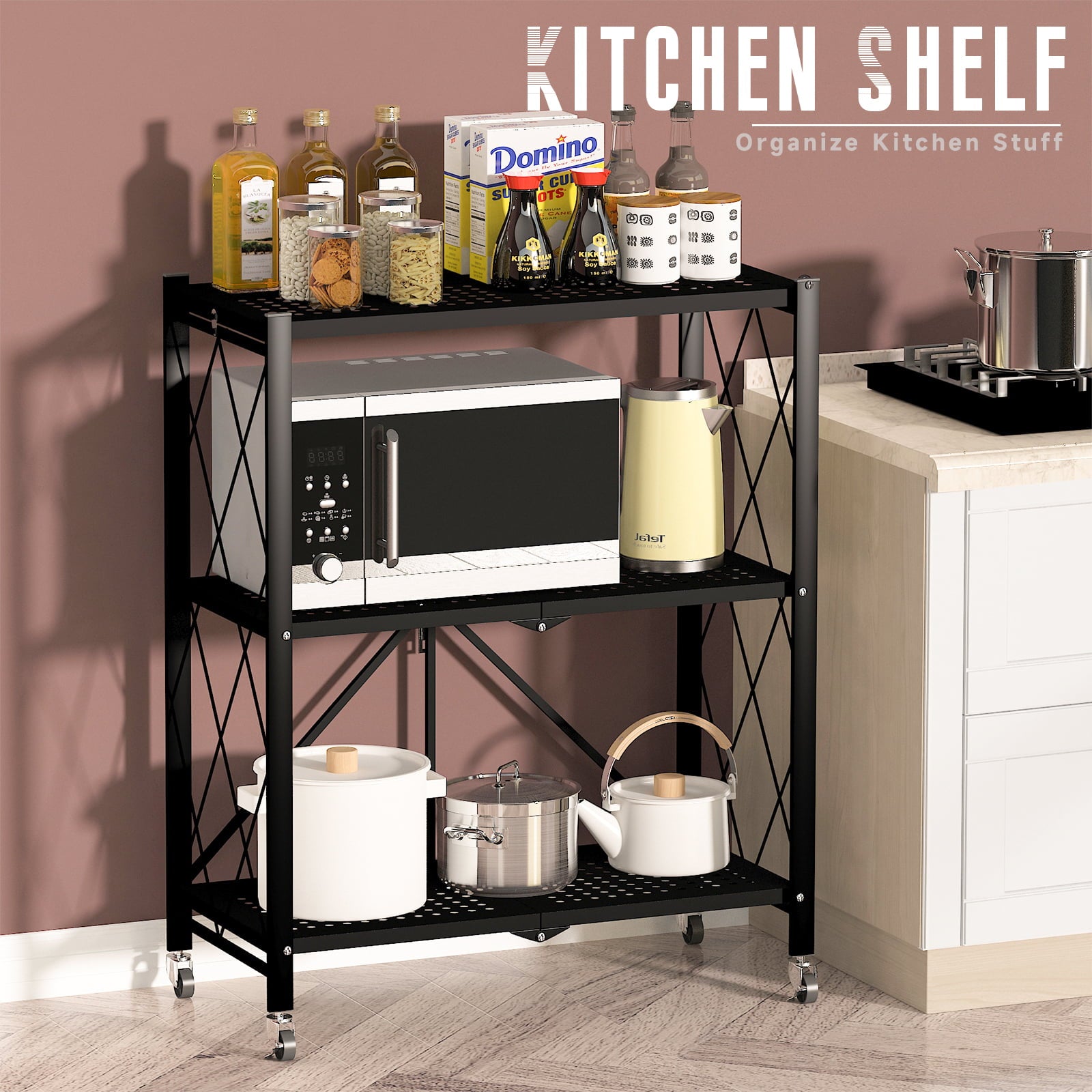 COOKCOK 3-Tier Storage Shelving Unit,Metal Shelf 28