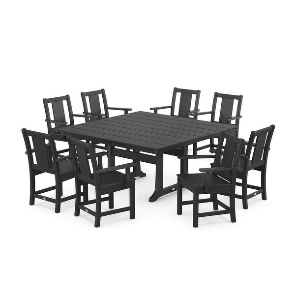 POLYWOOD Prairie 9Piece Square Farmhouse Dining Set with Trestle Legs