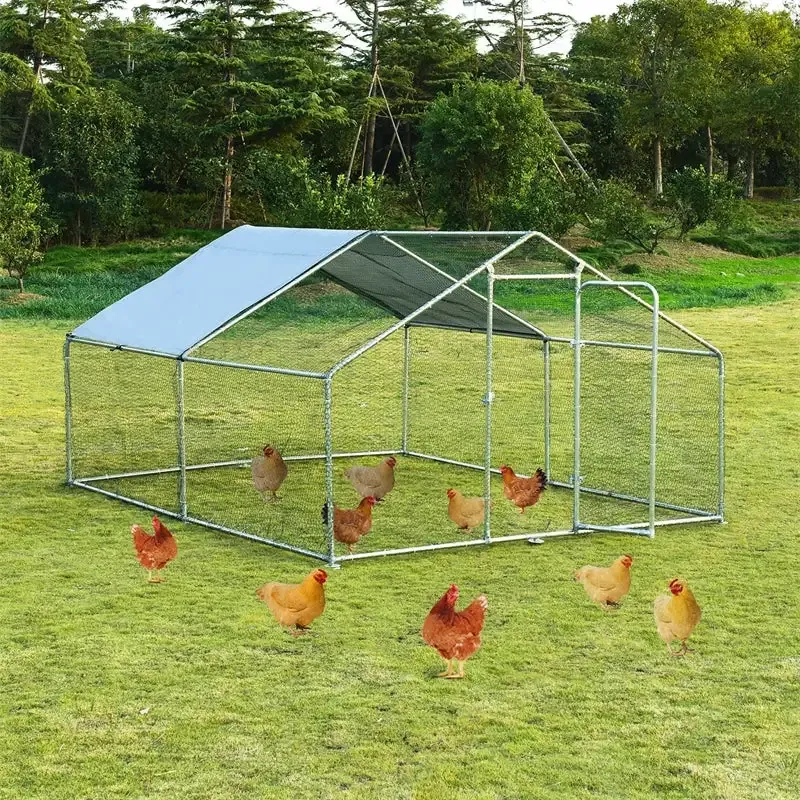 10' x 13‘ Large Metal Chicken Coop Run Walk-in Poultry Cage Hen Run House Shade Cage for Outdoor Backyard Farm