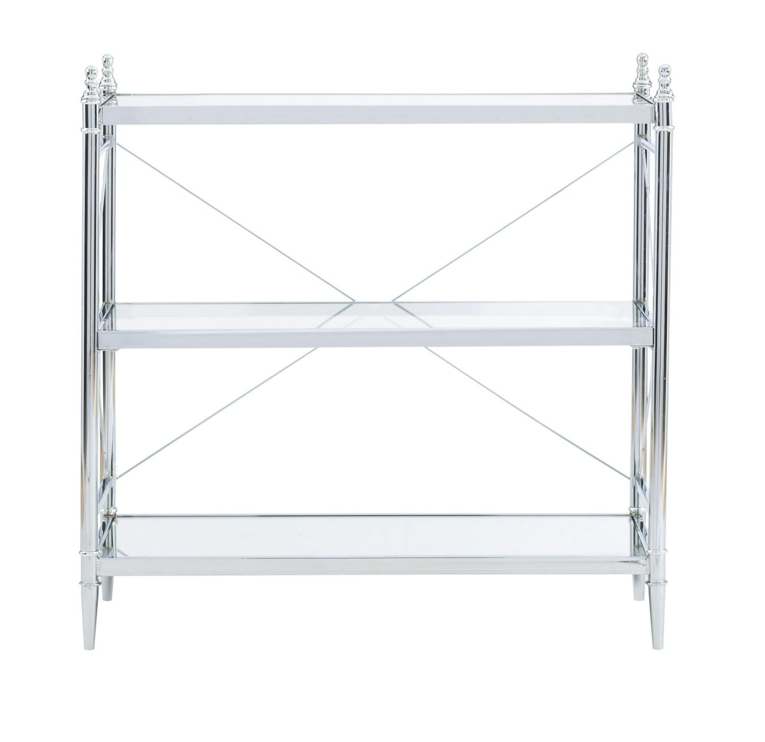 Linon Pinnacle Chrome and Glass Floor Console， 32 inches Tall