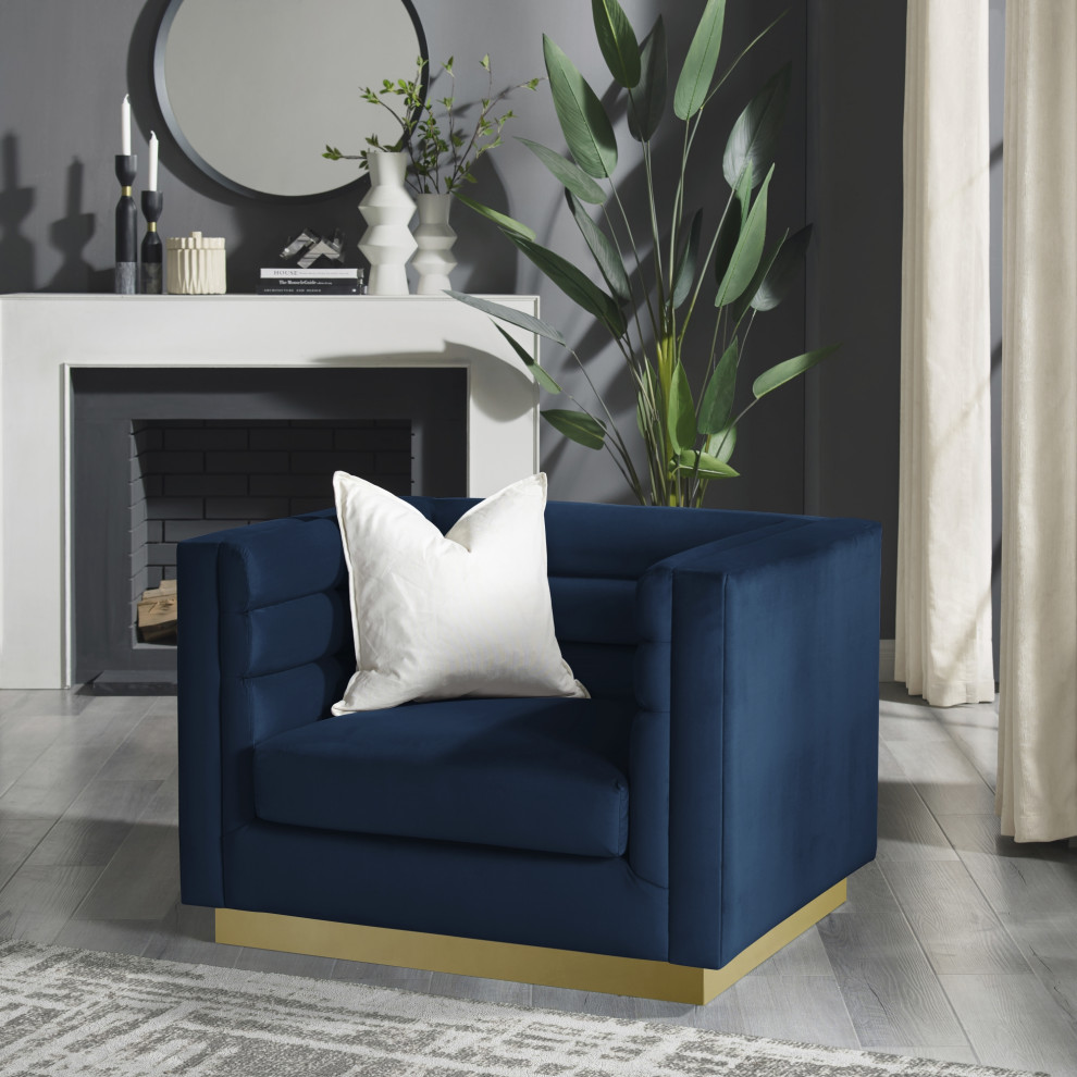 Inspired Home Mathis Club Chair  Upholstered   Velvet   Contemporary   Armchairs And Accent Chairs   by Inspired Home  Houzz