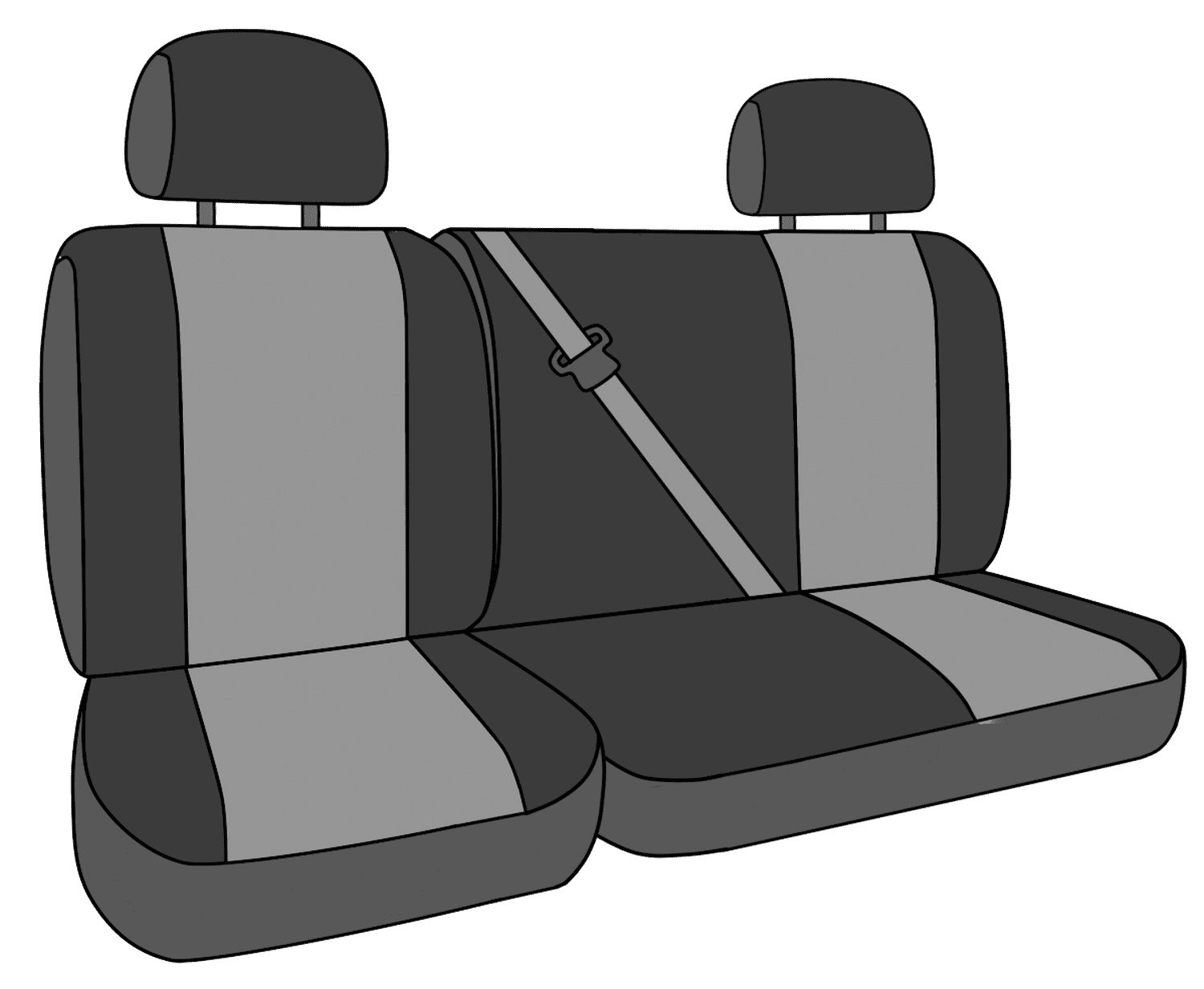 CalTrend Rear Neo Seat Covers for 2015-2020 Ford F-150 - FD476-08NN Light Grey Insert with Black Trim