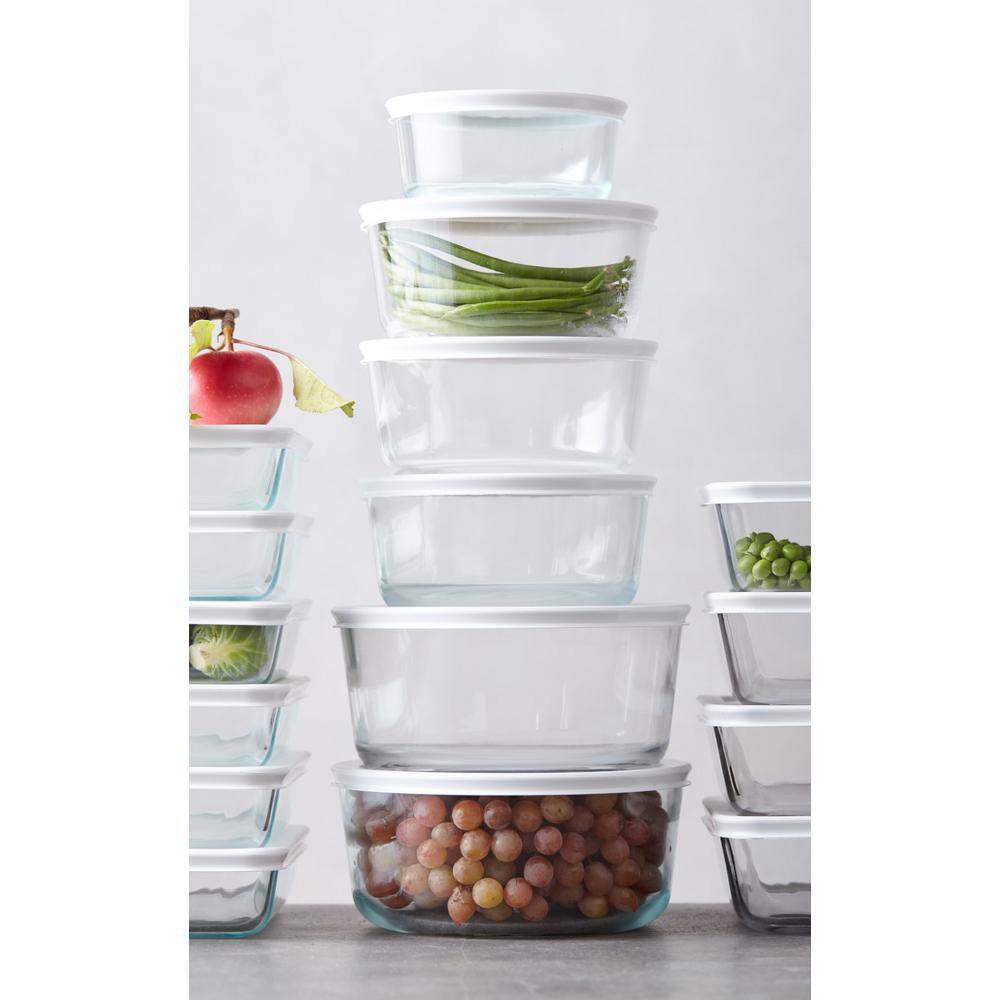 Pyrex Simply Store 18-Piece Glass Storage Set with Assorted Colored Lids 1110608