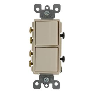 Leviton 20 Amp Decora Commercial Grade Combination Two 3-Way Rocker Switches Light Almond 5640-T