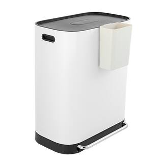 happimess Beni Kitchen TrashRecycLing 16 Gal. White Double-Bucket Step-Open Trash Can HPM1014C