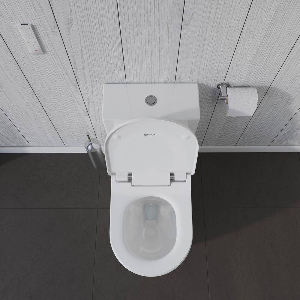 Duravit 1-Piece 0.92 GPF Dual Flush Elongated Toilet in White with HygieneGlaze Seat Not Included 2173512001