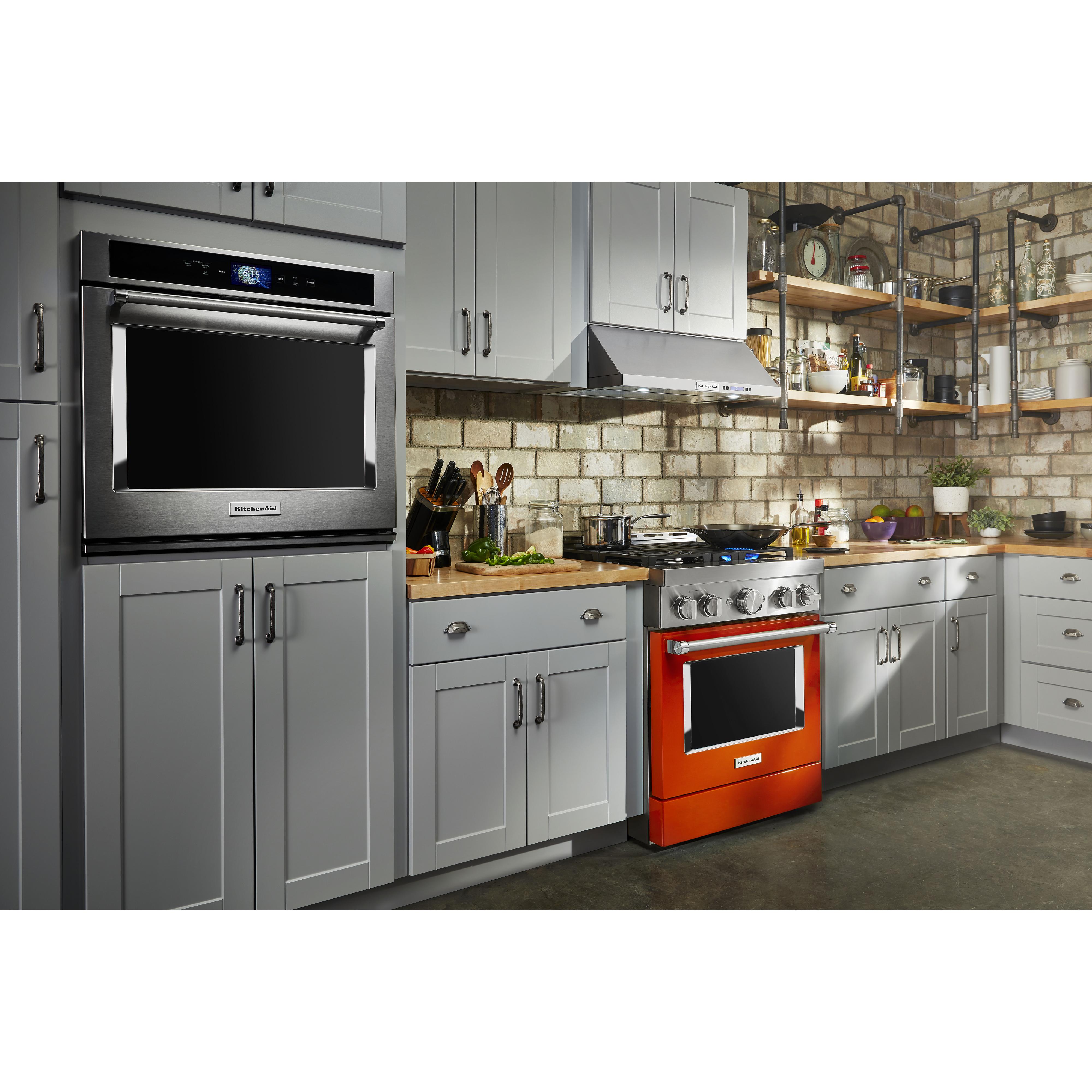 KitchenAid 30-inch Freestanding Gas Range with Even-Heat? True Convection KFGC500JSC