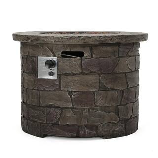 Noble House Stillwater 34.5 in. x 24 in. Dark Brown Circular Gas Outdoor Firepit 11852