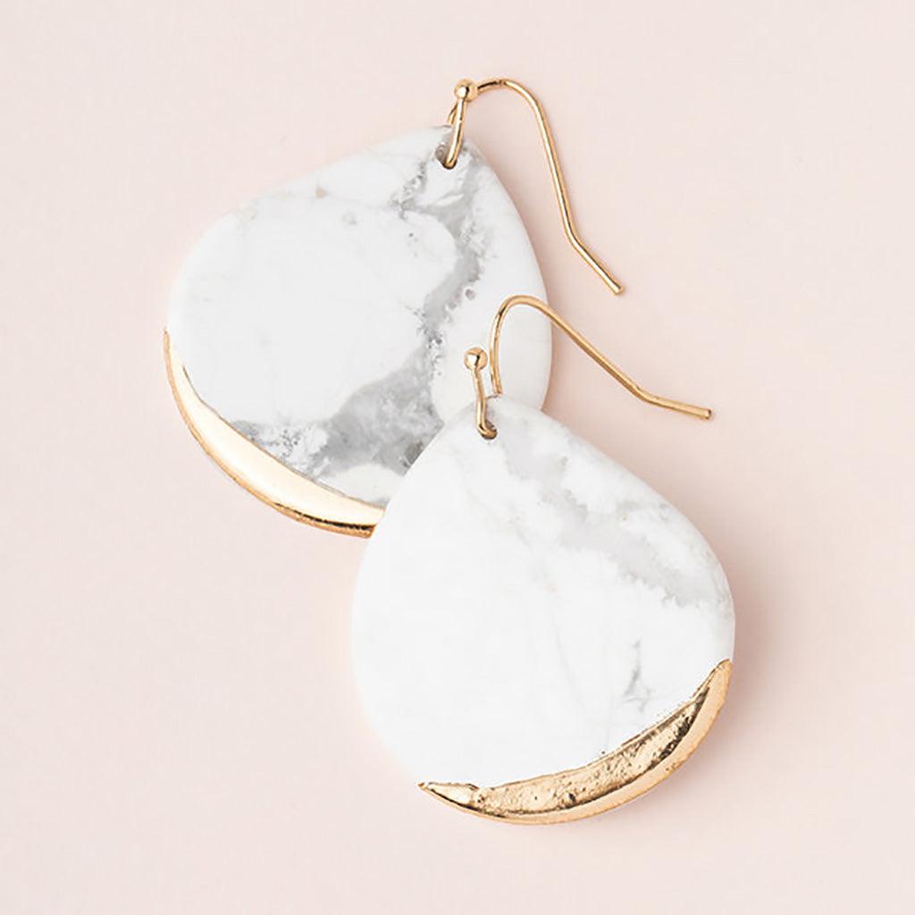 Scout Curated Wears  Stone Dipped Teardrop Earring - Howlite/Gold