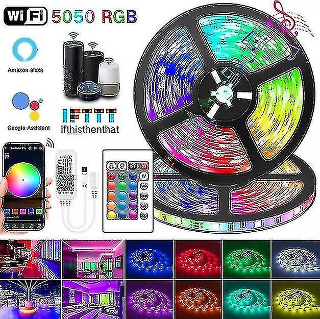 Bluetooth Led Strips 15 Meters - Rgb Lighting With Remote Control Smd 5050 Color Adjustment Waterproof