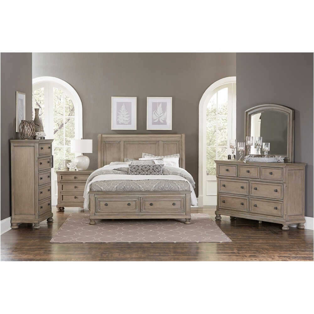 Donald 3 Piece Gray Modern Sleigh Storage Platform Bedroom Set