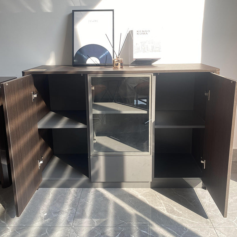 MADDOK Credenza 1.2M - Chocolate & Charcoal Grey