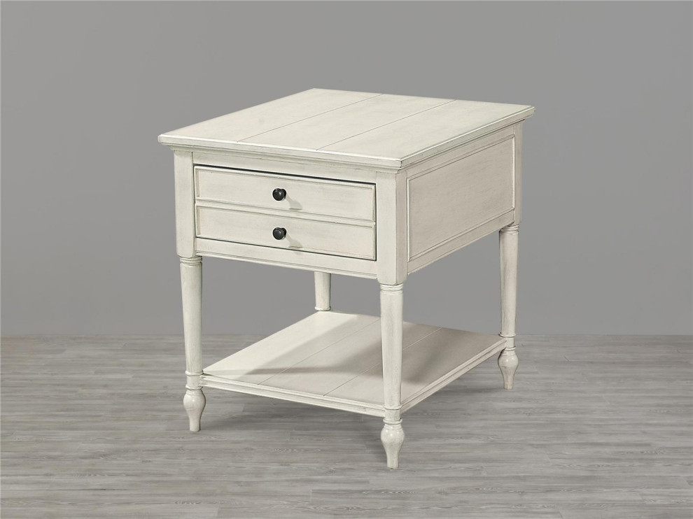 End Table Side UNIVERSAL SUMMER HILL Open Shelf Cotton White Maple 1   Farmhouse   Side Tables And End Tables   by EuroLuxHome  Houzz