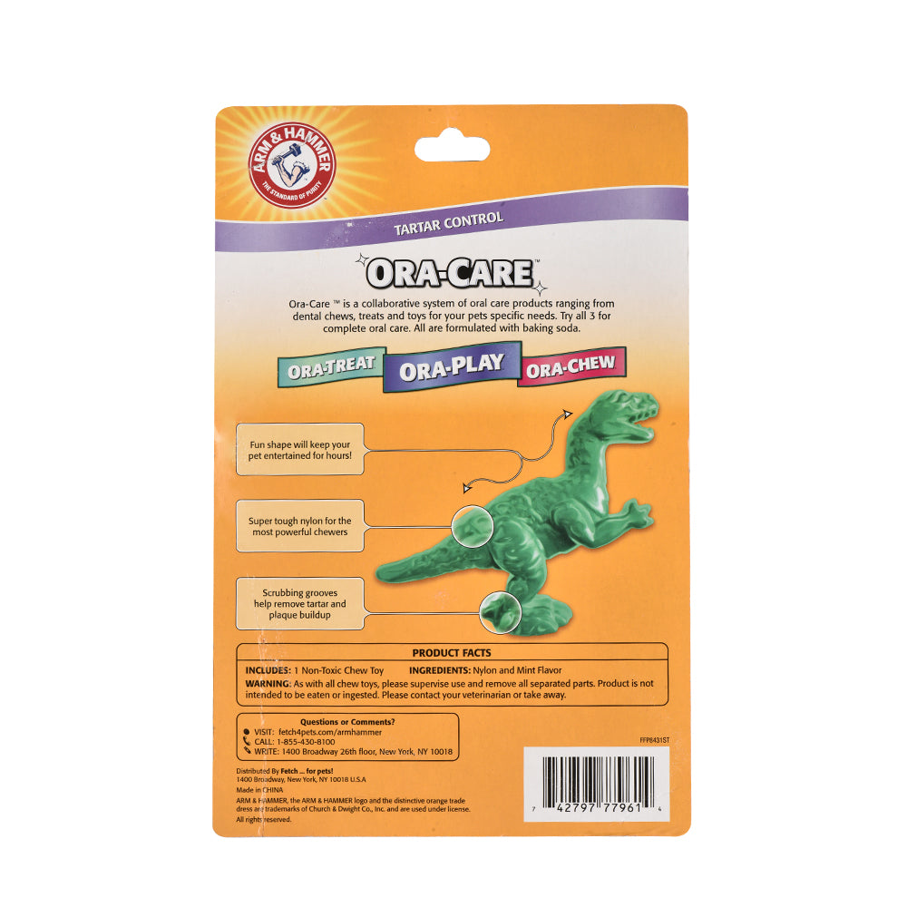 Arm and Hammer Denta-Saurus T-Rex Dental Chew Toy for Dogs in Mint Flavor