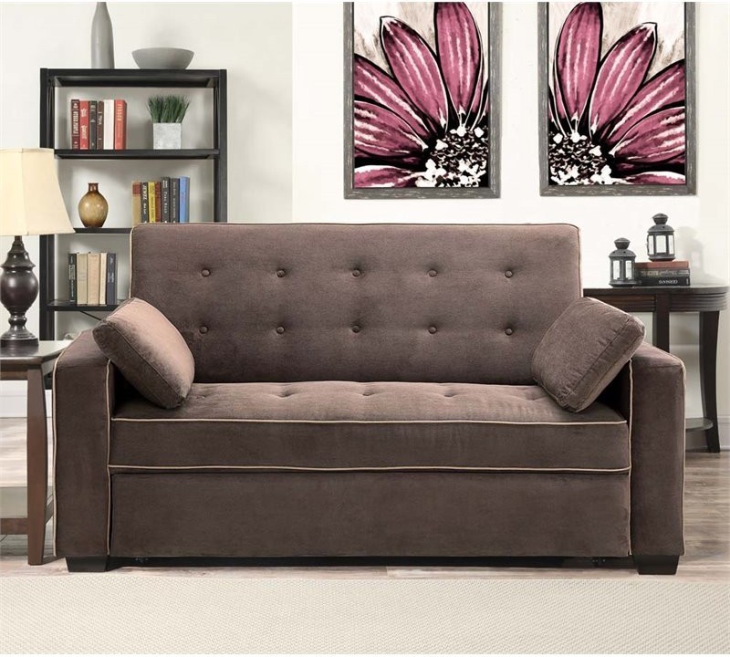 Serta Monroe Queen Convertible Loveseat in Light Gray Fabric Upholstery   Transitional   Sofas   by Homesquare  Houzz