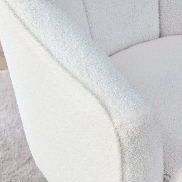 Modern Accent Swivel Chair in Teddy Fabric with Deep Channel Tufting - 29