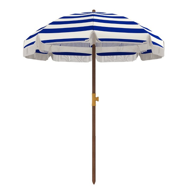 Outsunny 6 2 x27 Beach Umbrella Ruffled Outdoor Umbrella With Vented Canopy Carry Bag