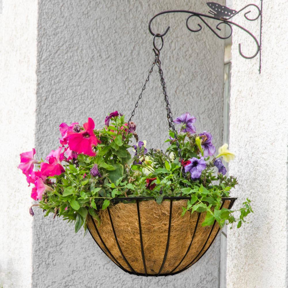 Vigoro 14 in. Dia Black Metal Growers Hanging Basket with Coco Liner HD750024-001