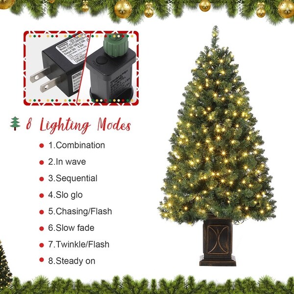 4.5 Ft Artificial Fiber Optic Christmas Tree Black Base