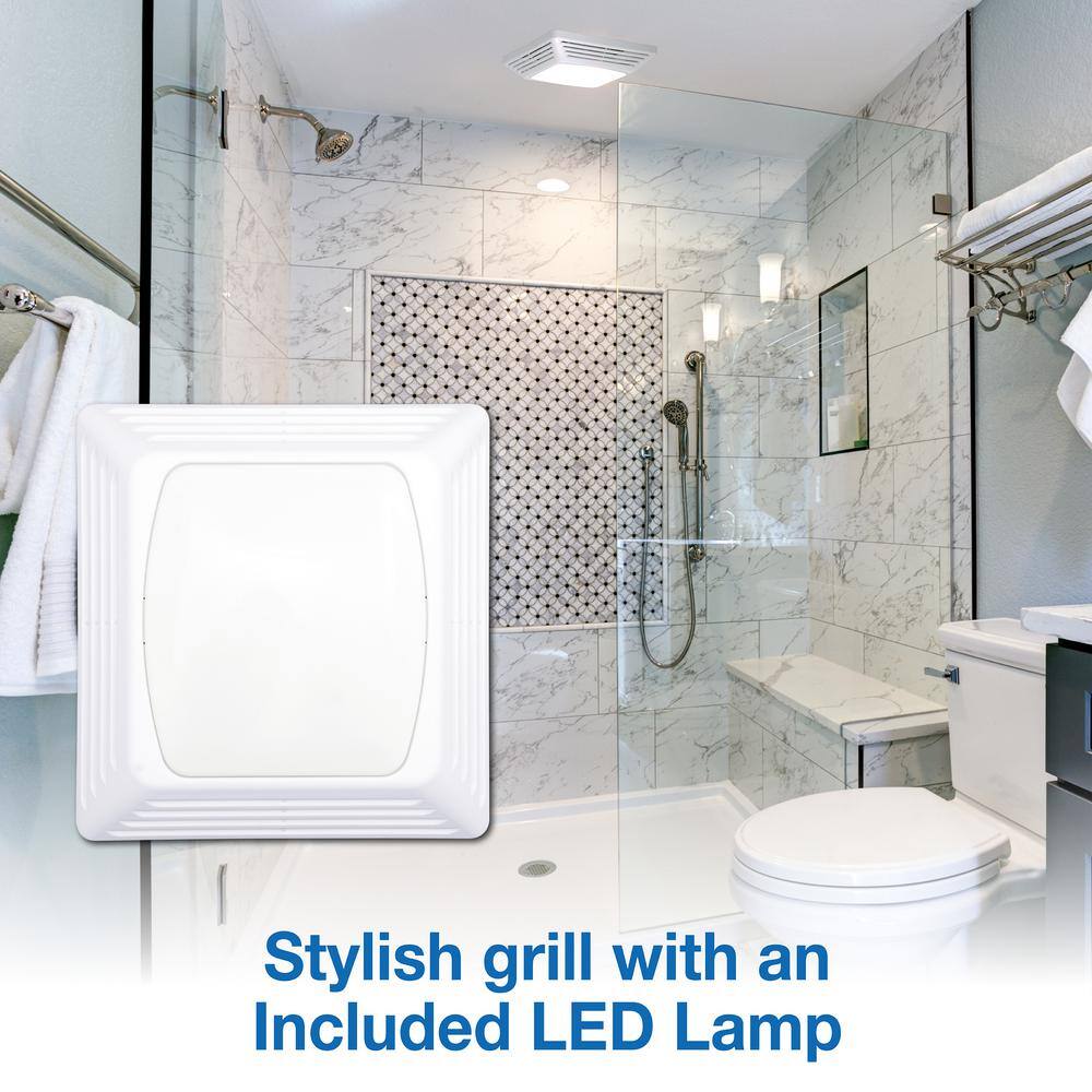 Air King ENERGY STAR Certified Snap-In Installation Quiet 50 CFM Bathroom Exhaust Fan with LED light BFQL50