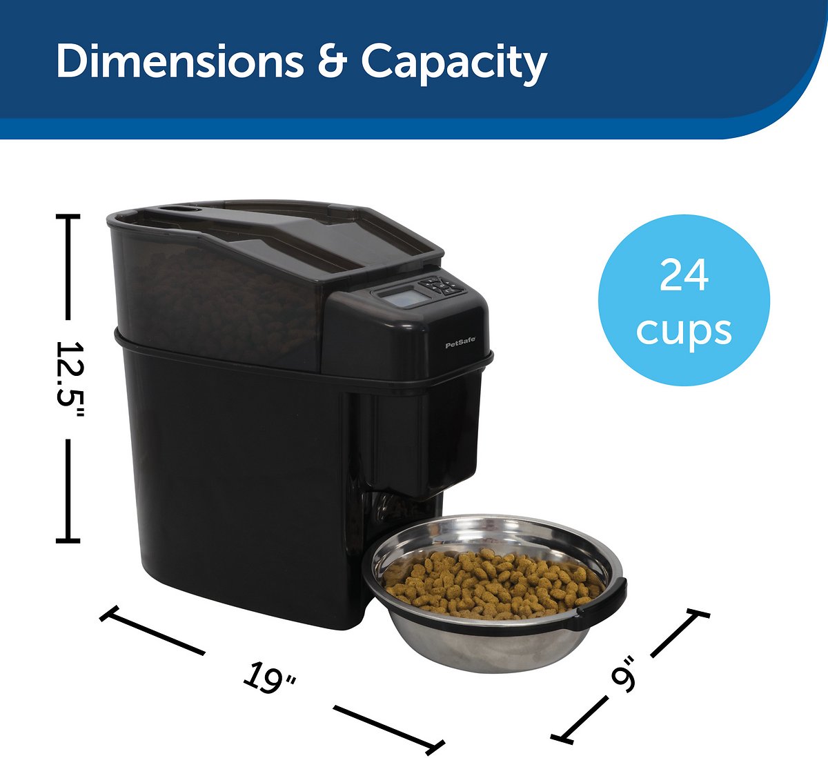 PetSafe Healthy Pet Simply Feed Automatic Cat Feeder for Cats and Dogs - 24 Cups Capacity Pet Food Dispenser with Slow Feed and Portion Control (12 Meals per Day)