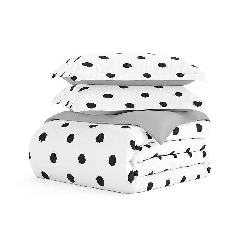 Home Collection Premium Ultra Soft Painted Polkadot Reversible Duvet Cover Set