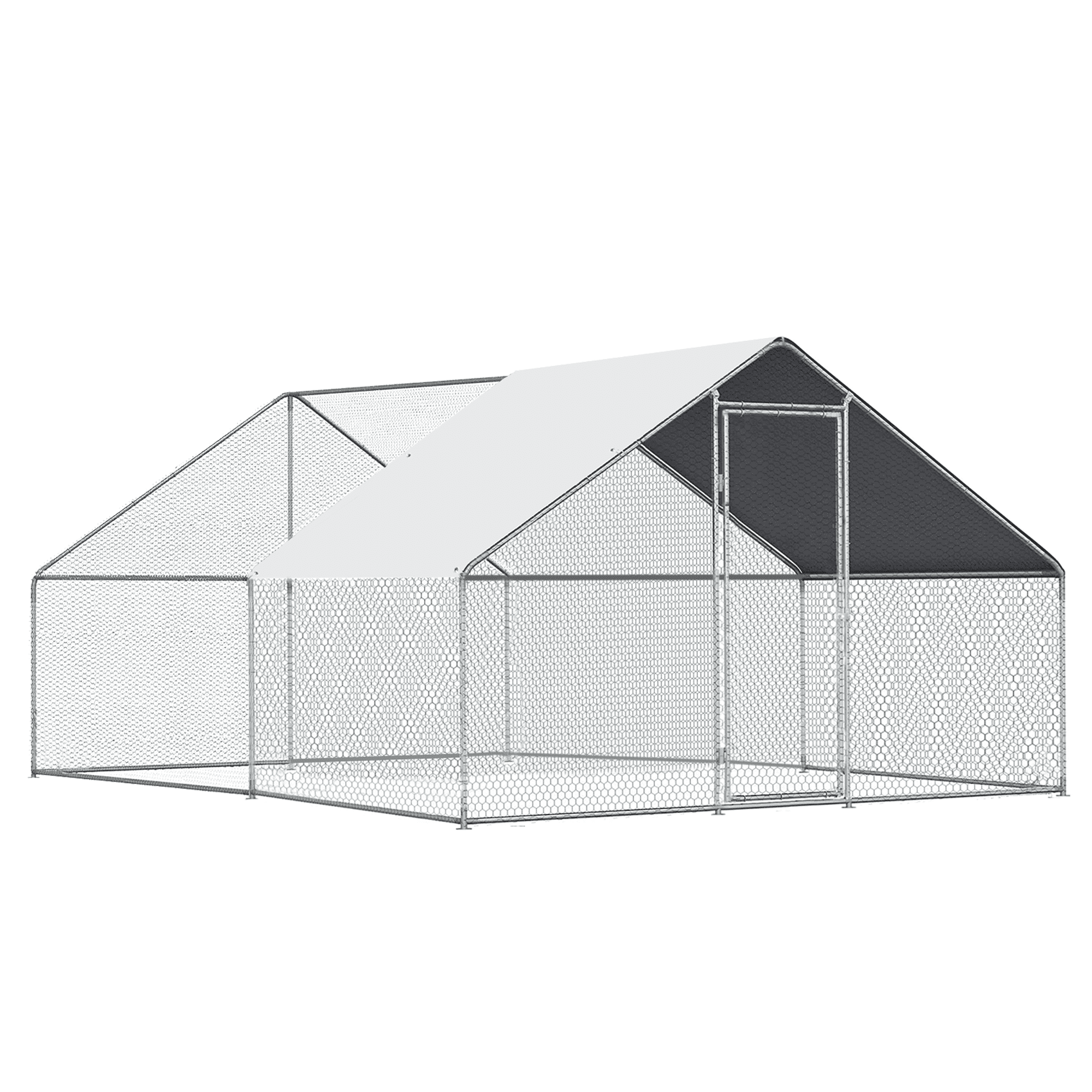 Outdoor Large Metal Chicken Coop for 20-40 chickens Walk-in Hen House Poultry Pet Hutch w/ Cover Garden Backyard Cage for Farm Use