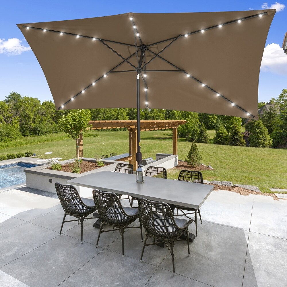 BONOSUKI Outdoor 10 x 6.5ft LED Umbrella Patio Market Table Umbrella