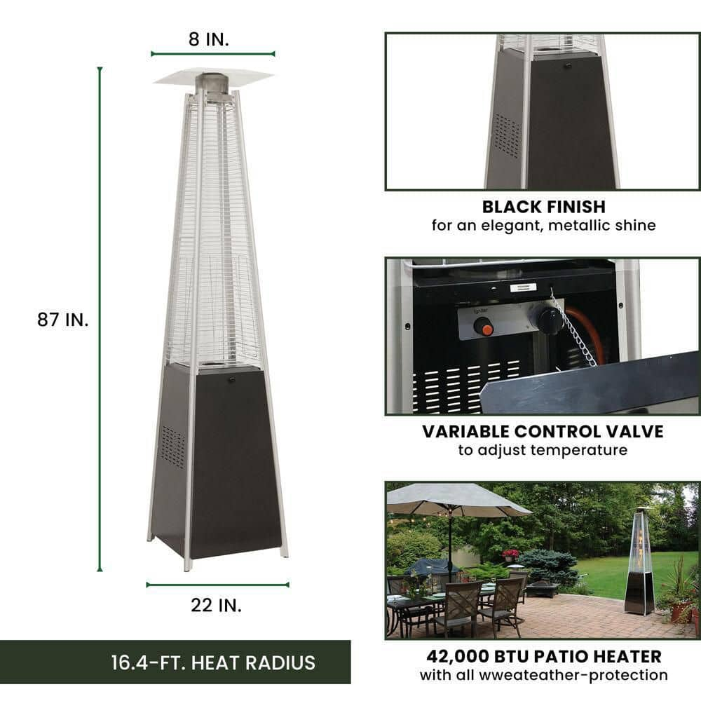 Hanover 7 ft. 42,000 BTU Black Pyramid Propane Gas Patio Heater HAN101BLK