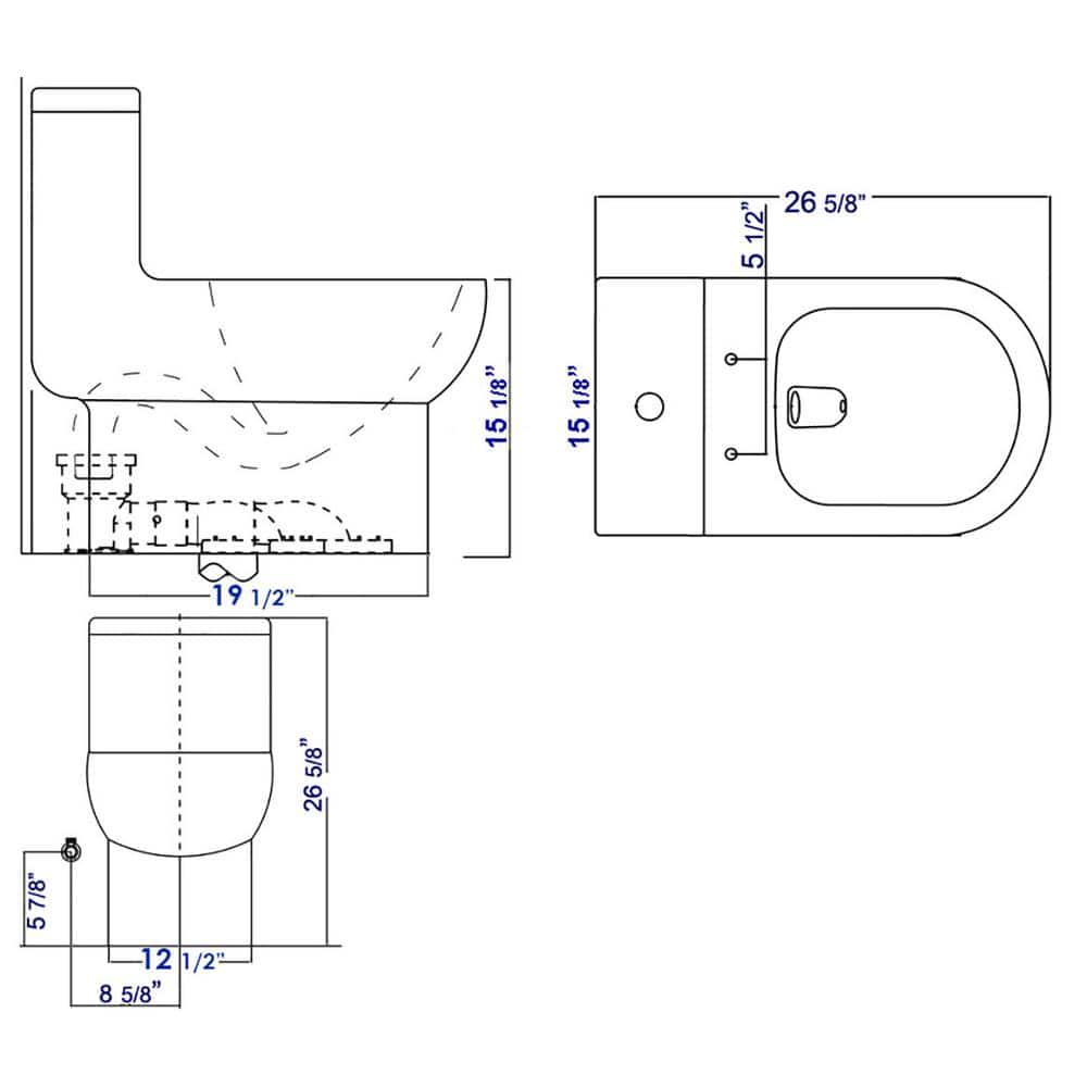 EAGO 1Piece 08128 GPF Dual Flush Elongated Toilet in White