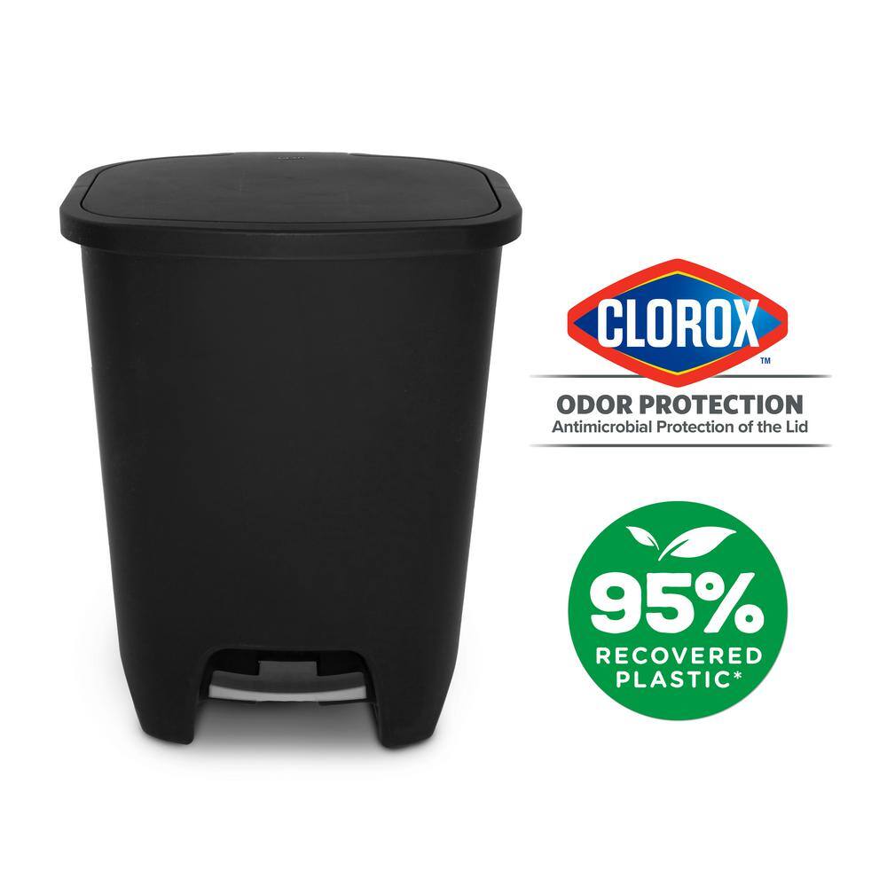 Glad 20 Gal. Black Step-On Plastic Trash Can with Clorox Odor Protection of The Lid GLD-74230-1