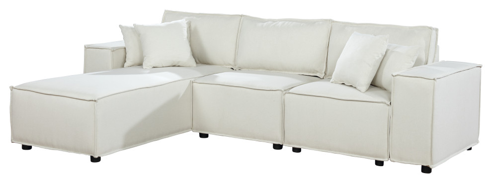 Harvey Reversible Sectional Sofa Chaise  Beige   Transitional   Sectional Sofas   by Homesquare  Houzz