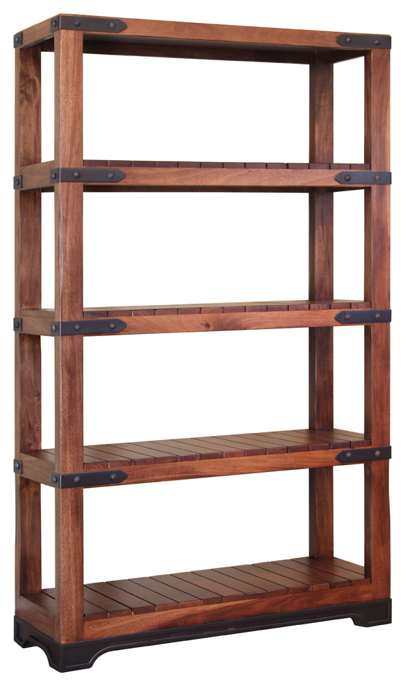 Granville Rustic Style Solid Wood Bookshelf   Industrial   Bookcases   by Crafters and Weavers  Houzz