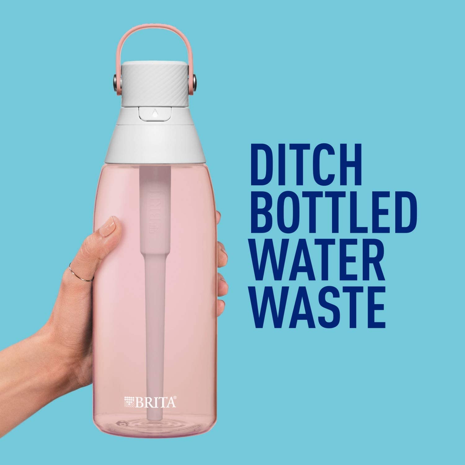 Brita 36oz Premium Water Bottle with Filter， BPA Free， Blush Pink