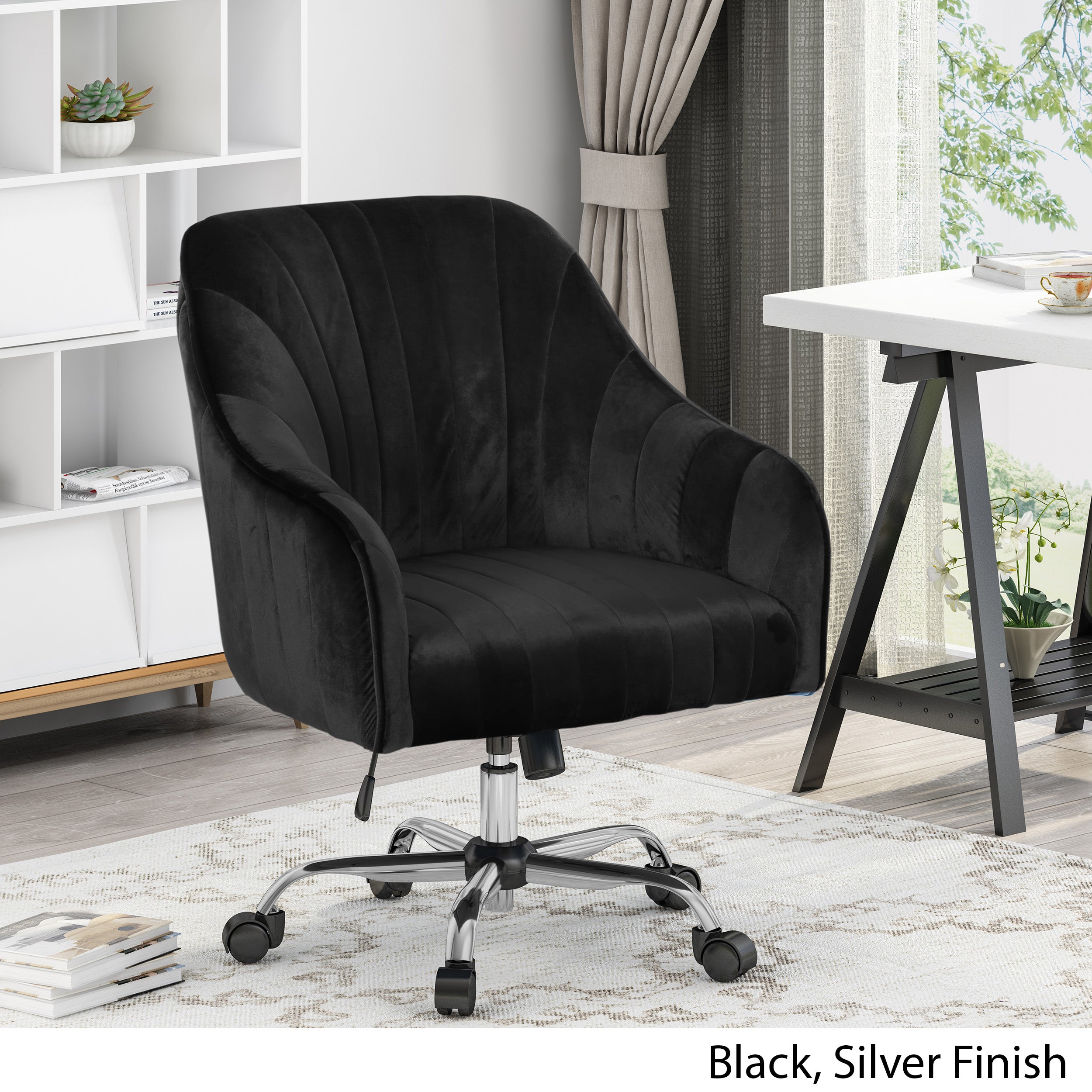 Haiden Glam Velvet Home Office Chair with Swivel Base