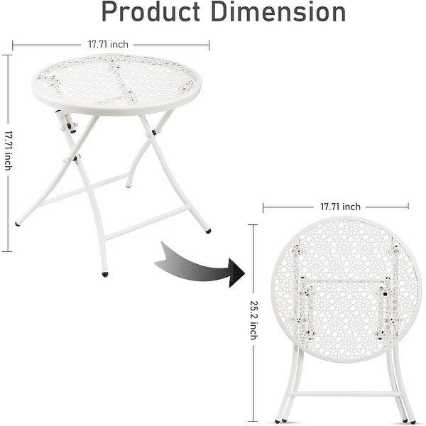 Folding Outdoor Side Tables，Anti Rust Small Patio Table Round Metal End Table