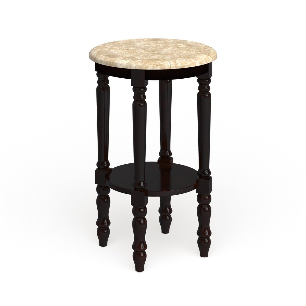 Bari Traditional Cherry 17 inch Marble Top 1 Shelf Side Table by Furniture of America