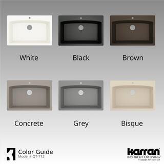 Karran Drop-In Quartz Composite 33 in. 1-Hole Single Bowl Kitchen Sink in Black QT-712-BL