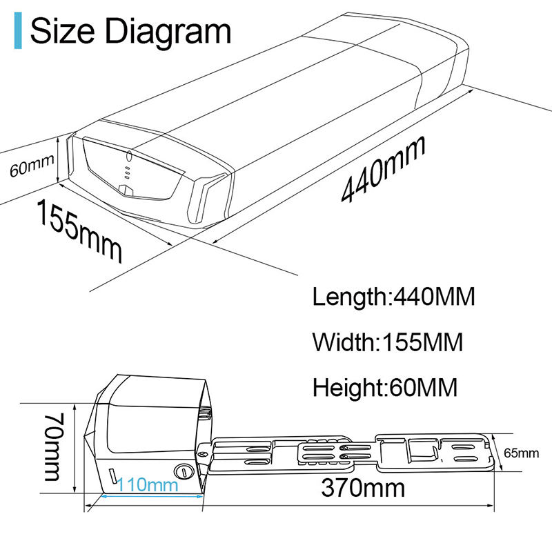 10S4P 36V 10Ah rear rack battery power mountain bike replacement lithium ion battery pack for electric folding bike