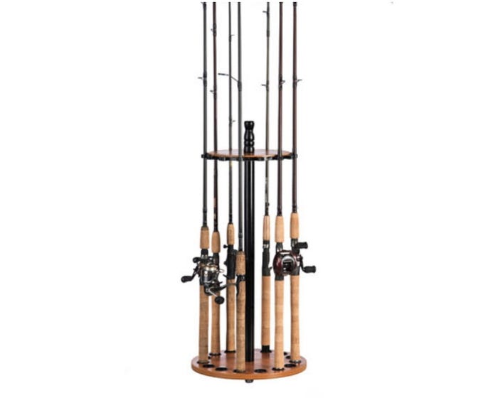 Organized Fishing 15 Capacity Round Floor Rod Rack Oak OVRFR015