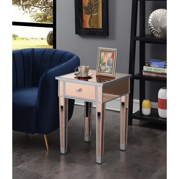 Silver Orchid Talmadge Mirrored 1 Drawer End Table